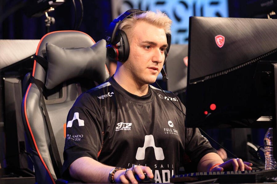 Michael Cabrer playing at a Full Sail University Esports event